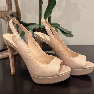 Elegant Cream Peep-Toe Slingback Heels